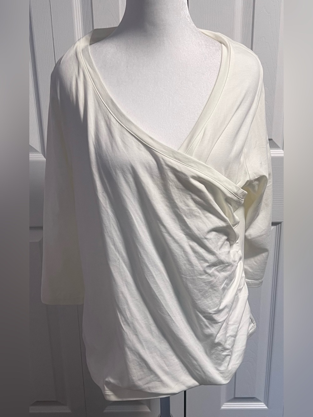 Tweeds Off White Wrap-Style Top